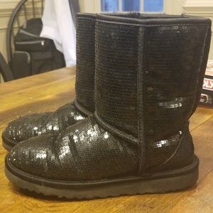 Ugg Size 7 Black Sequined Boots